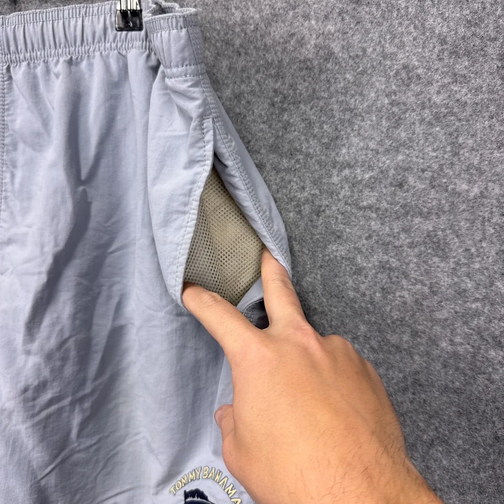 Tommy Bahama Relax Mens Swim Trunks Light Blue Gray Mesh Lined Marlin Logo L‎